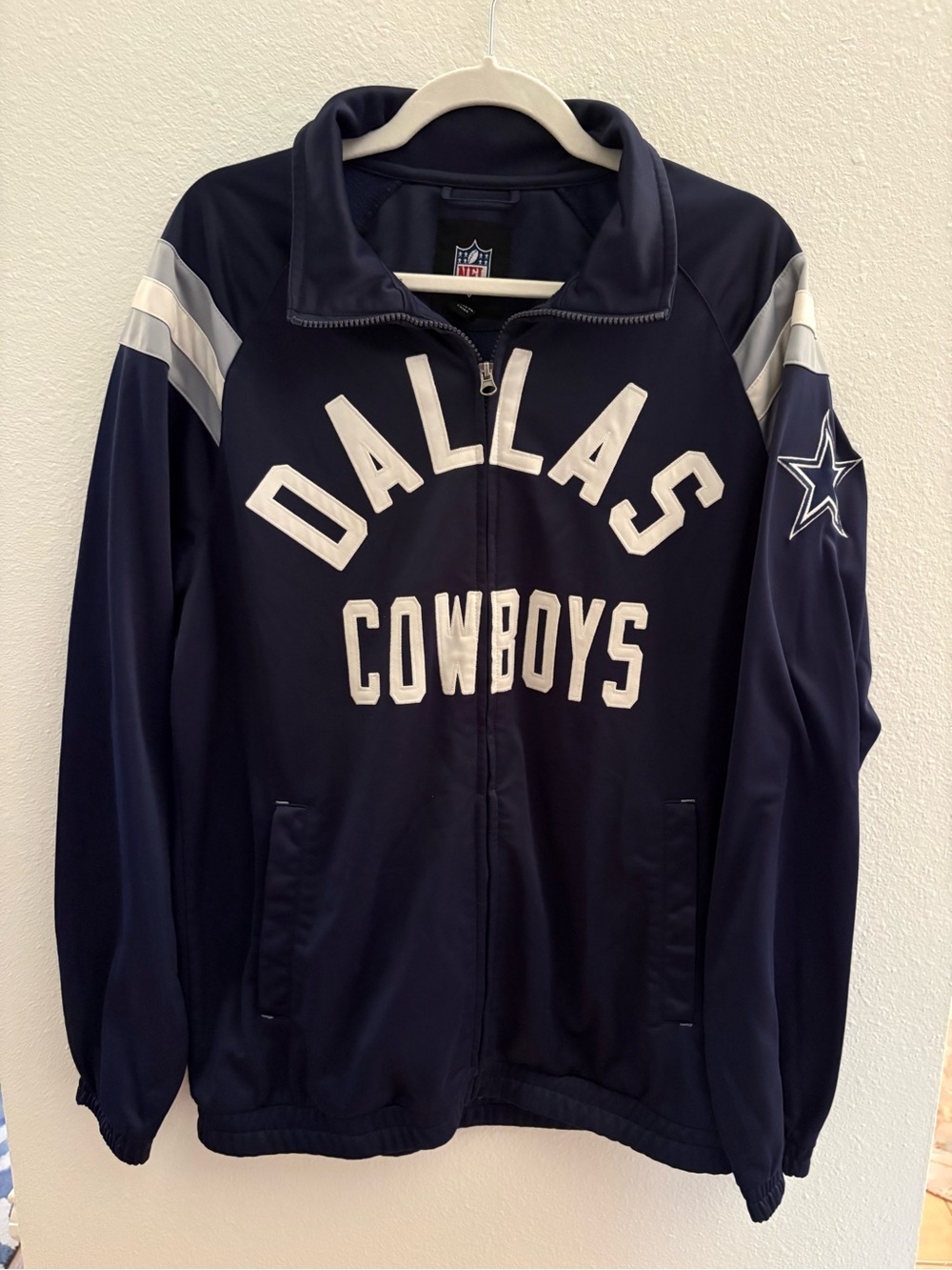 NFL Dallas Cowboys Navy and White Team Zip Jacket VINTAGE